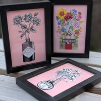 Flowers Mini Framed Print Trio - Pink Background
