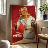 Image 1 of Coca-Cola Waitress Poster — Classic American Diner Advertising Art