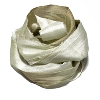Image 3 of 10YD. SAGE OMBRE HAND DYED SARI SILK RIBBON BY COLOR BURST SILK