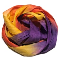 Image 1 of 10YD. BATON ROUGE HAND DYED SARI SILK RIBBON BY COLOR BURST SILK