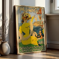 Image 1 of Vintage Monaco Automobile Exhibition Poster — Belle Époque Riviera Elegance
