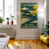 Image 1 of Stampa Fine Art Caproni Ca.100 Caproncino – stampa Art Déco aeronautica anni ’30