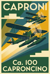 Image 3 of Stampa Fine Art Caproni Ca.100 Caproncino – stampa Art Déco aeronautica anni ’30