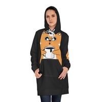Image 2 of Cat Coffee Hoodie Dress — Cute Kawaii Cat Holding Mug All-Over Print