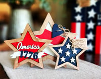Image 1 of 4th of July Stars/Patriotic Shelf Sitters