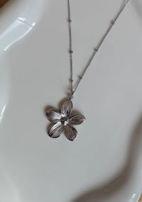 Image 1 of Stainless Steel Hibiscus Necklace 