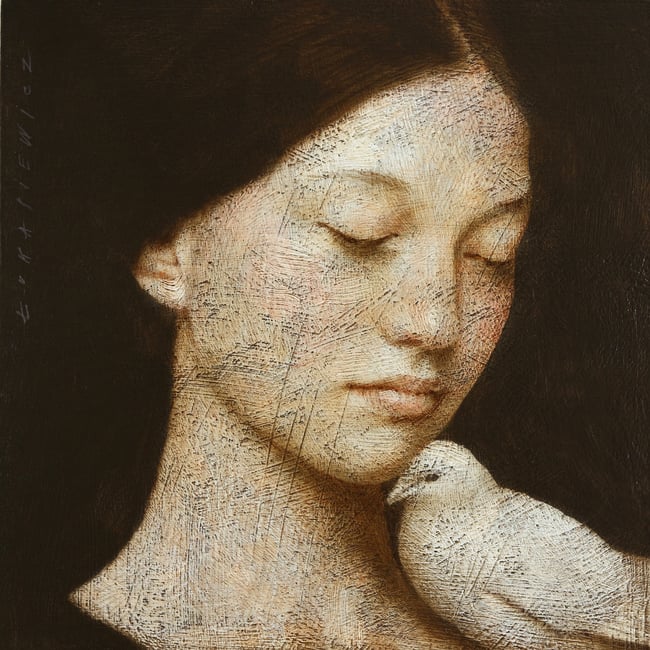 Woman with a bird XIX