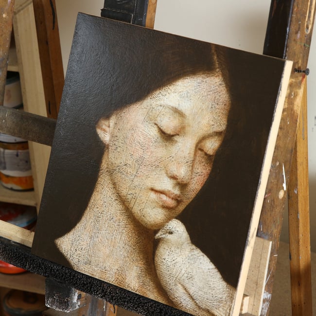 Woman with a bird XIX