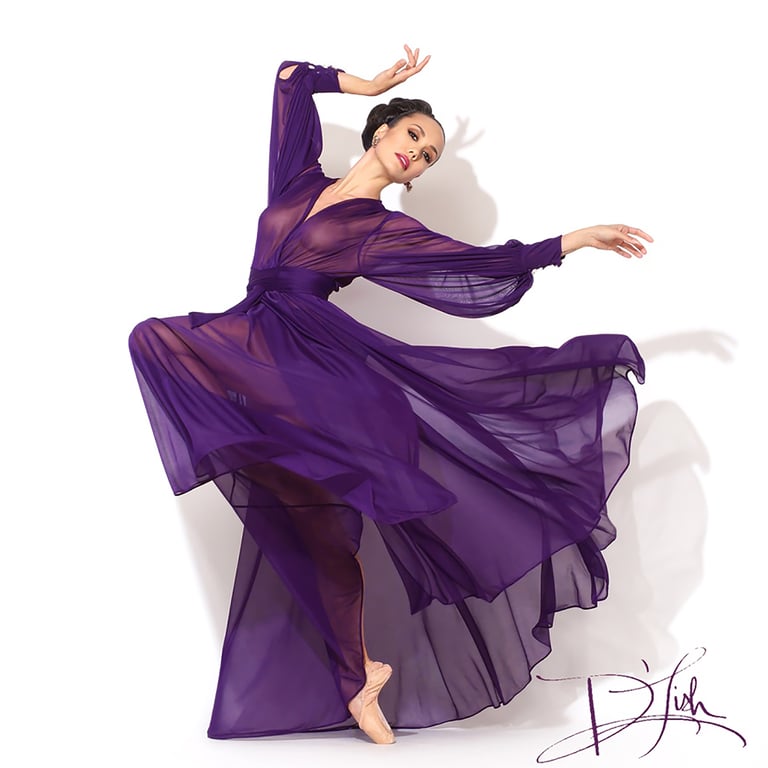 Deep Purple Sheer "Beverly" Dressing Gown w/ Crystal Button Cuffs Pre-Order Image 2