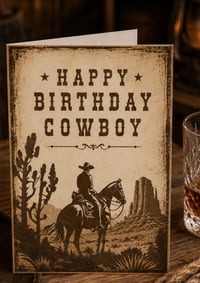 Rustic Western Cowboy Birthday Card