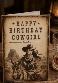 Rustic Western Cowgirl Birthday Card