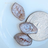 Image 2 of Cream Luster Wavy Leaf Beads, Czech Glass Leaves, Matte Crystal Leaf Beads