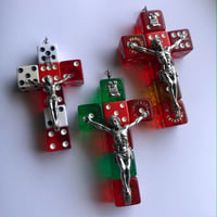 Image 1 of Handmade vintage dice crucifix 