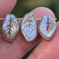 Image 1 of Cream Luster Wavy Leaf Beads, Czech Glass Leaves, Matte Crystal Leaf Beads