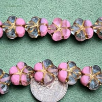 Image 2 of Blush Opal Flowers, Czech Glass 5-Petal Flower Beads, 16mm Pressed Glass Beads