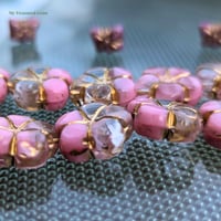 Image 3 of Blush Opal Flowers, Czech Glass 5-Petal Flower Beads, 16mm Pressed Glass Beads