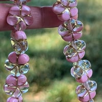 Image 4 of Blush Opal Flowers, Czech Glass 5-Petal Flower Beads, 16mm Pressed Glass Beads