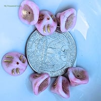 Image 2 of Czech Glass Daylily Flower Beads, Blush Pink Gold Lined Bell Flowers, 10x8mm  