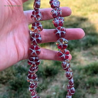 Image 3 of Garnet 5 Petal Flowers Beads, 16mm Pressed Czech Glass Beads, Romantic Floral Jewelry Beads