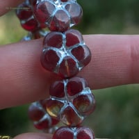Image 4 of Garnet 5 Petal Flowers Beads, 16mm Pressed Czech Glass Beads, Romantic Floral Jewelry Beads