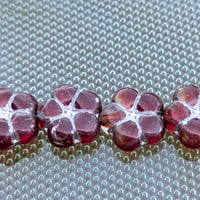 Image 5 of Garnet 5 Petal Flowers Beads, 16mm Pressed Czech Glass Beads, Romantic Floral Jewelry Beads