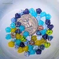 Image 2 of Czech Glass Sunshine Garden Mix, 4x6mm Mixed Bell Flower Beads, Colorful Czech Glass Flower Beads 