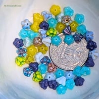 Image 3 of Czech Glass Sunshine Garden Mix, 4x6mm Mixed Bell Flower Beads, Colorful Czech Glass Flower Beads 