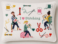 Image 2 of I Love Stitching Needlepoint Canvas
