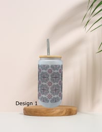 Image 1 of Unique Hmong Floral Glass Cup Designs
