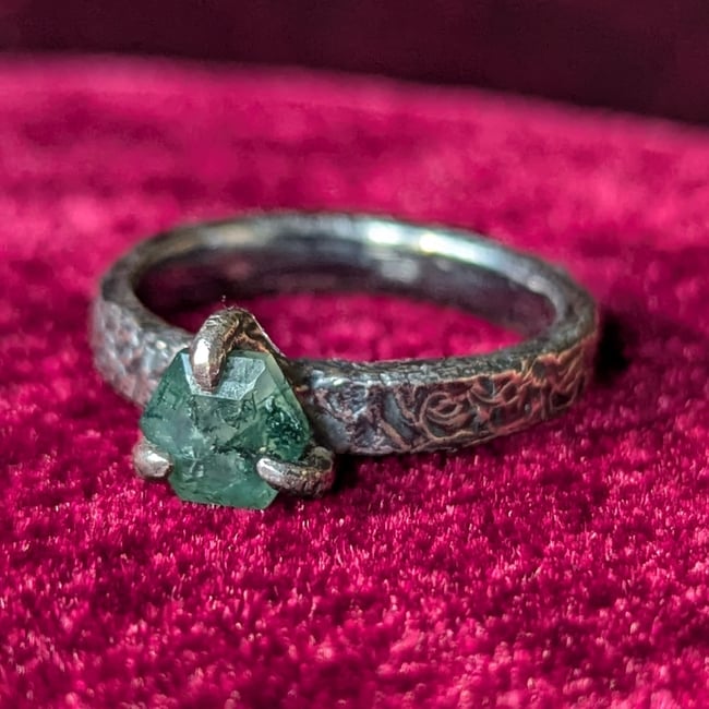 Moss Agate Medieval Ring 