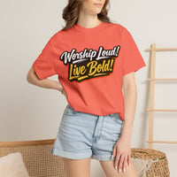 Image 2 of Worship Loud! Live Bold! Graphic T-Shirt — Christian Faith Tee for Worship & Church Events