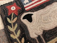 Image 2 of Patriotic Prim Sheep Primitive Punch Needle Decorative Folk Art Mat/Mini Rug~~