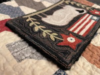 Image 3 of Patriotic Prim Sheep Primitive Punch Needle Decorative Folk Art Mat/Mini Rug~~