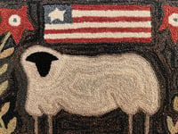 Image 4 of Patriotic Prim Sheep Primitive Punch Needle Decorative Folk Art Mat/Mini Rug~~