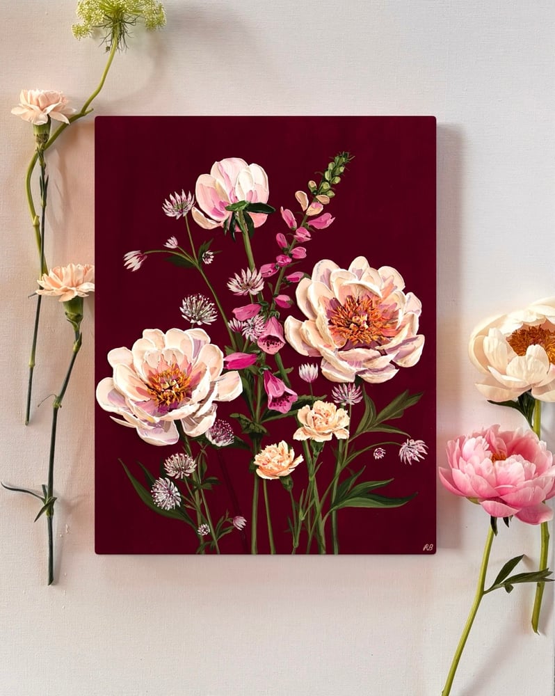Image of May Arrangement On Burgundy 