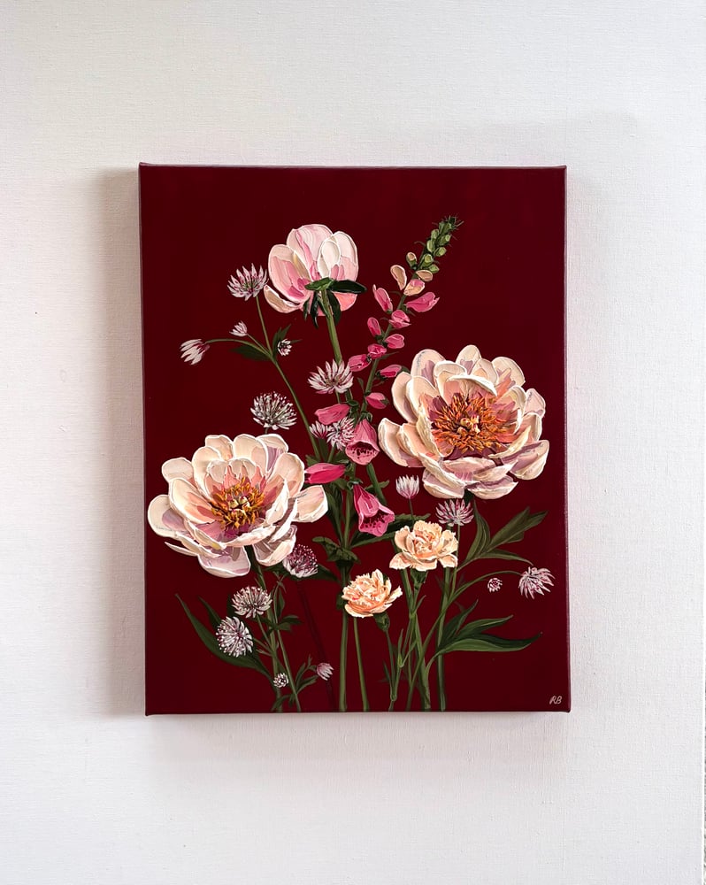 Image of May Arrangement On Burgundy 