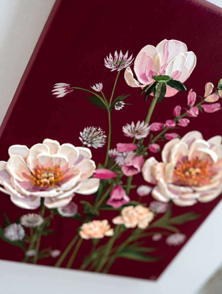Image of May Arrangement On Burgundy 