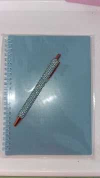Blue A5 notebook & rhinestone pen with wrap