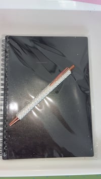 Black A5 notebook & rhinestone pen with wrap