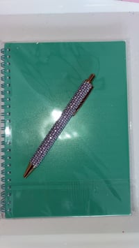 Green A5 notebook & rhinestone pen with wrap