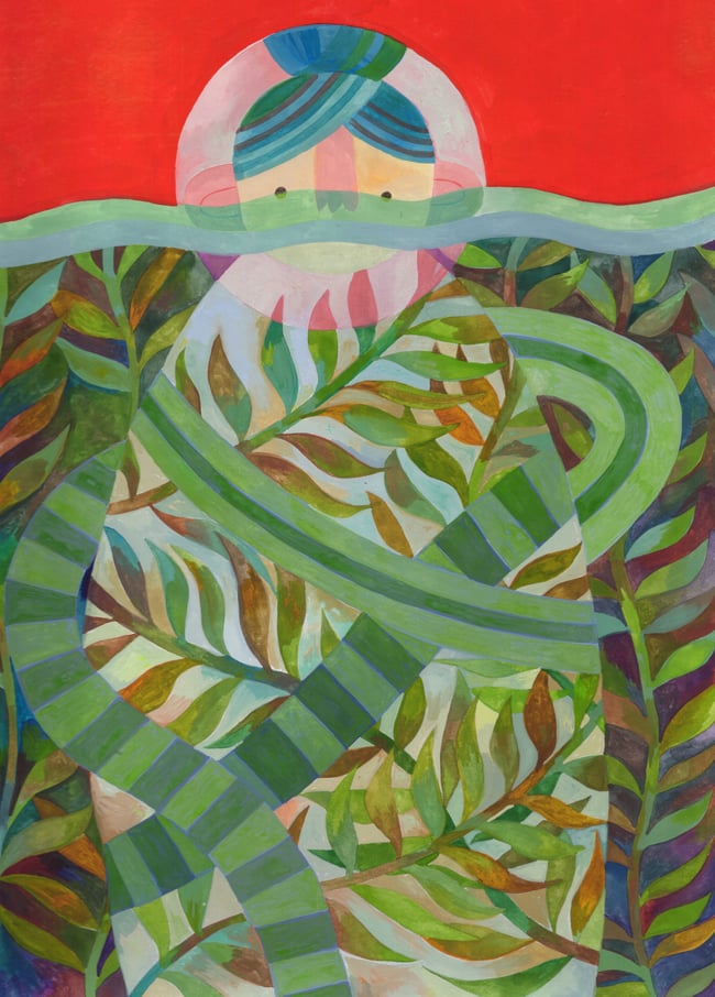  SALE! "SMothering" Original gouache painting on paper (*plus* bonus art book!) 