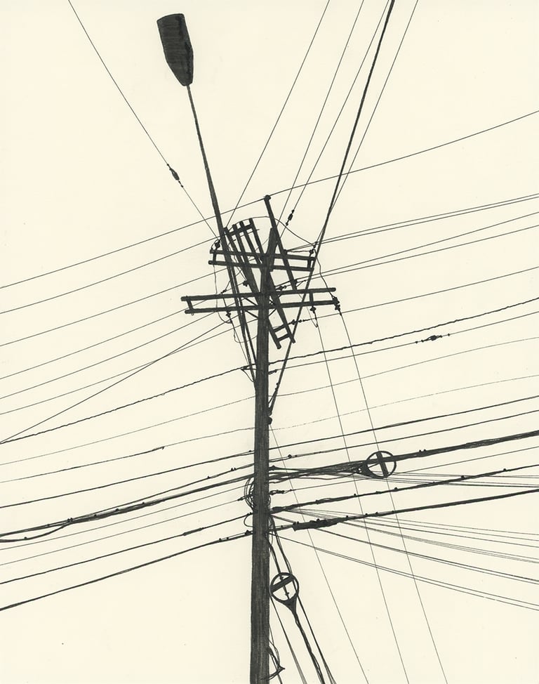 Power Lines Drawing #143 (Warren, MI) - ORIGINAL DRAWING