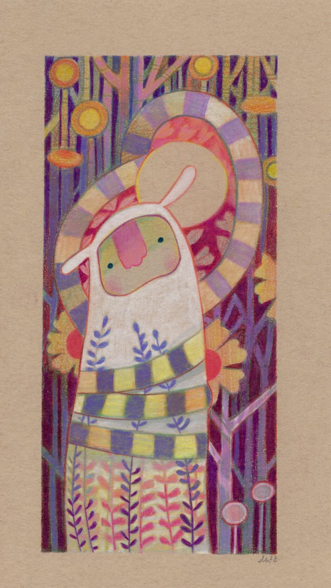 SALE! "untitled" Original colored pencil drawing on paper (*plus* bonus art book!) 