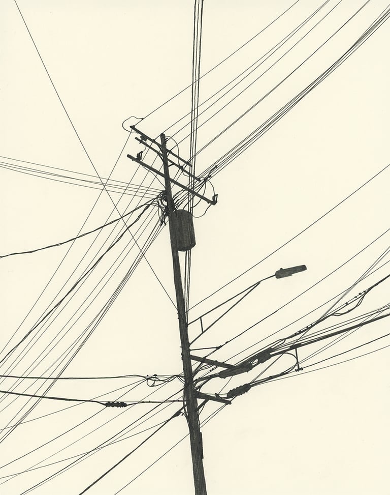 Power Lines Drawing #140 (Ypsilanti, MI) - ORIGINAL DRAWING