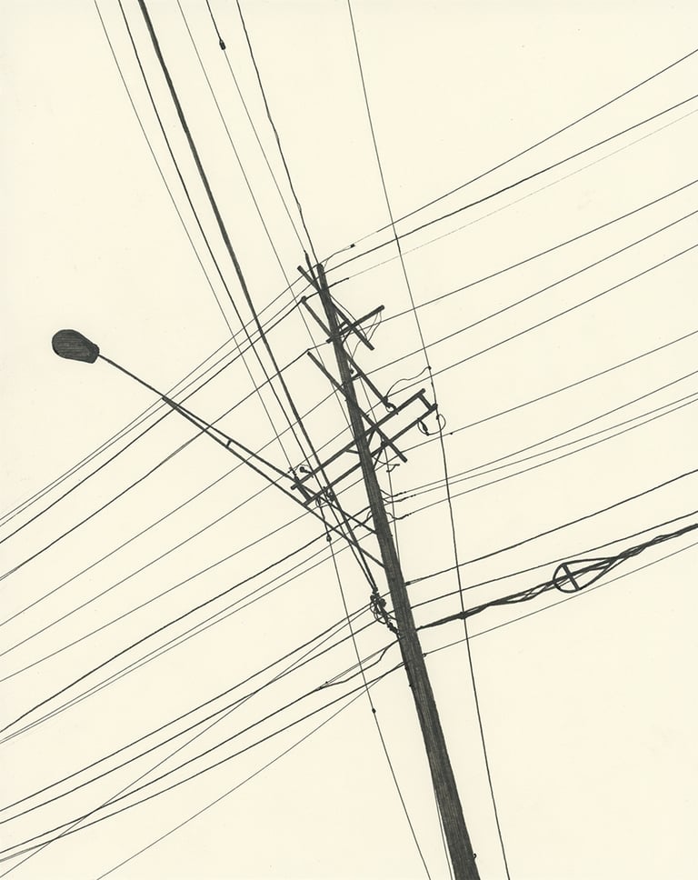 Power Lines Drawing #138 (Pearl Beach, MI) - ORIGINAL DRAWING