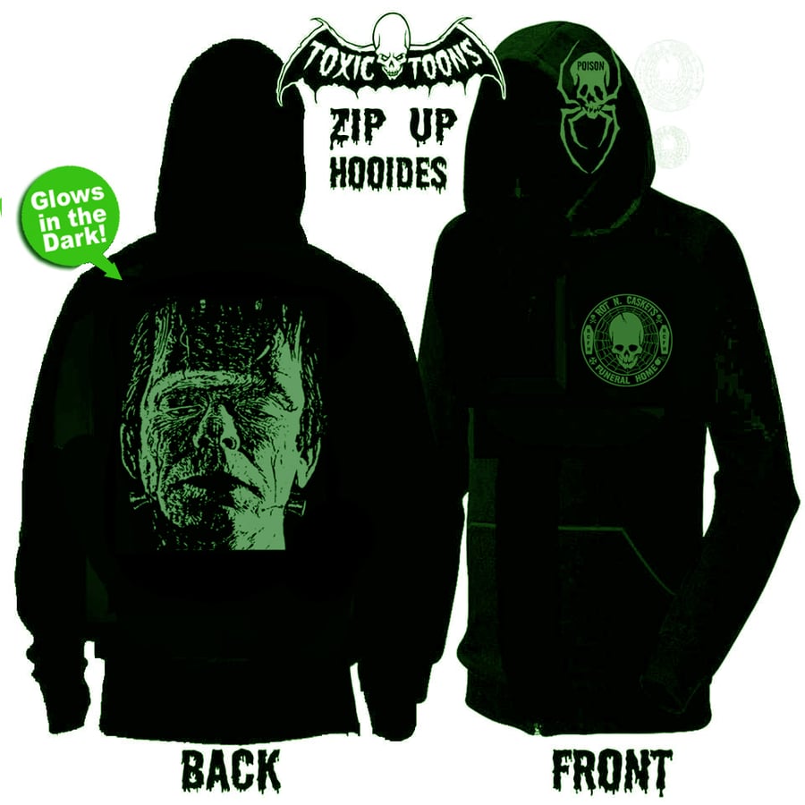 Image of preorder FRANK - "GLOW IN DARK " ZIP UP HOODIE - SHIPS JUNE 26TH