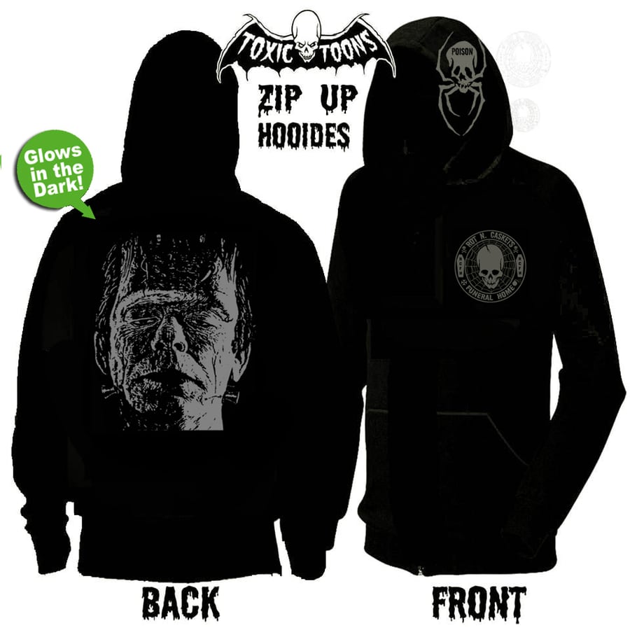 Image of preorder FRANK - "GLOW IN DARK " ZIP UP HOODIE - SHIPS JUNE 26TH