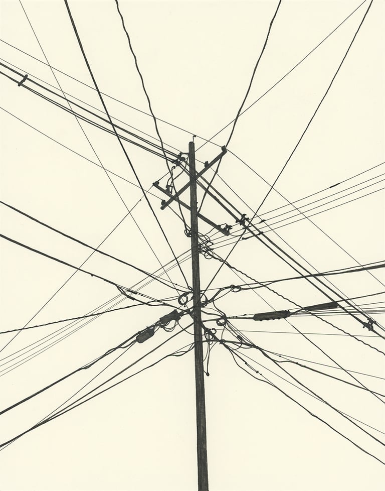 Power Lines Drawing #134 (Ferndale, MI) - ORIGINAL DRAWING