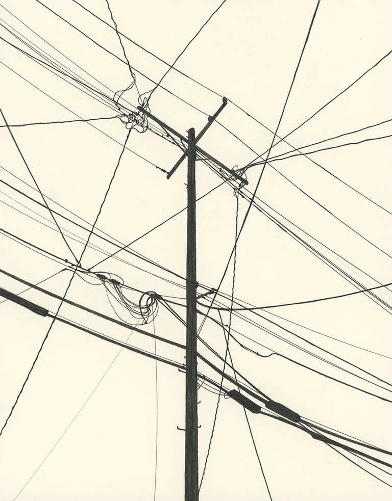 Power Lines Drawing #116 (Hamtramck) - ORIGINAL DRAWING