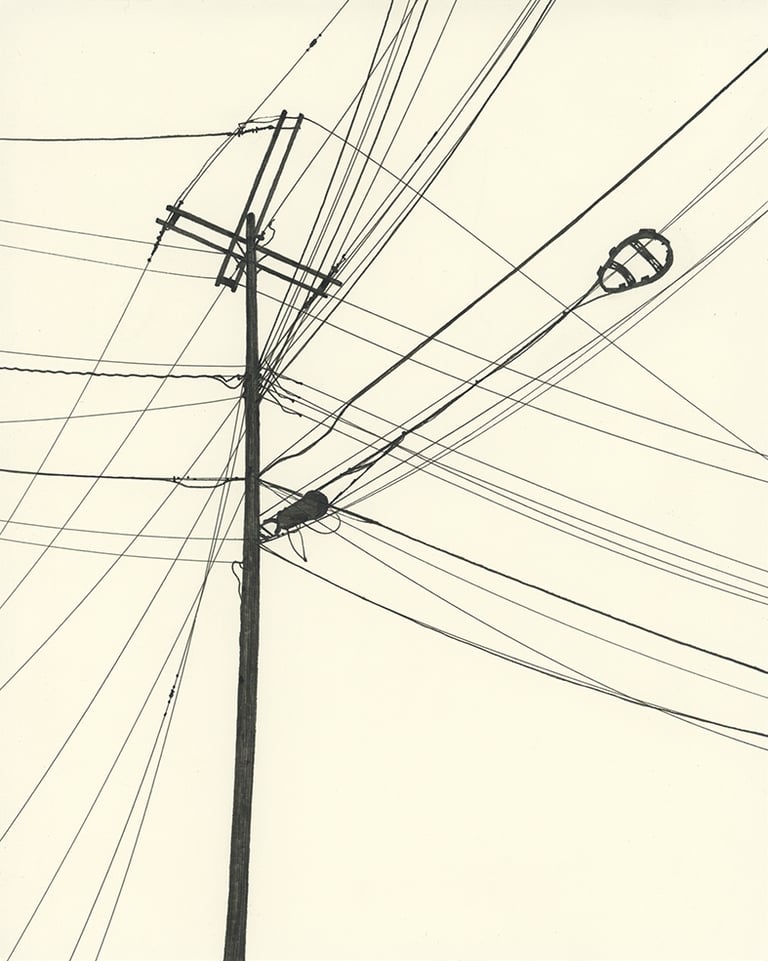 Power Lines Drawing #108 (Marine City, MI) - ORIGINAL DRAWING
